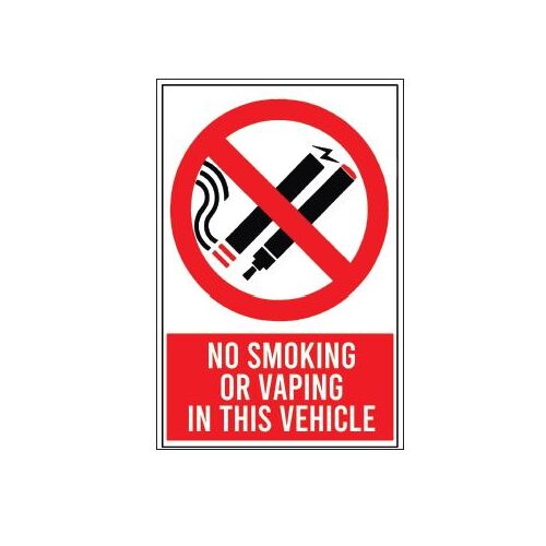 No Smoking/Vaping In Cab Stickers 100x150mm
