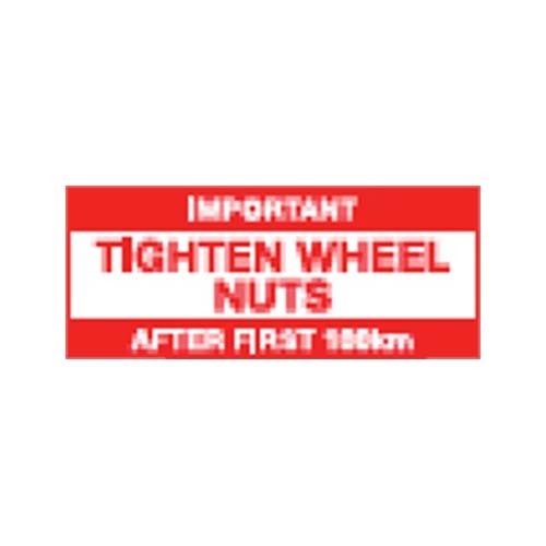 Tighten Wheel Nuts Sticker