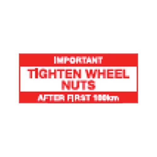 Tighten Wheel Nuts Sticker