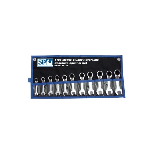 Gear Drive ROE Spanner Set - 15° Offset Stubby - Metric - 11pc