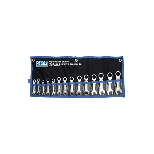 Spanner Set Stubby Flex Geardrive Roe Metric 14Pc