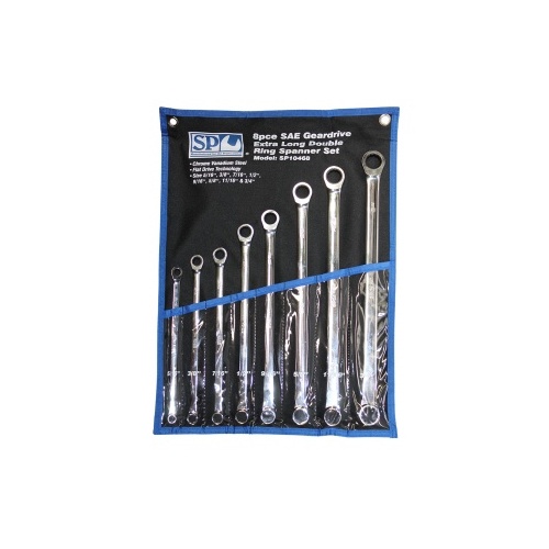 Spanner Sae Gear Drive 8Pc  Ex-Long Double Ring