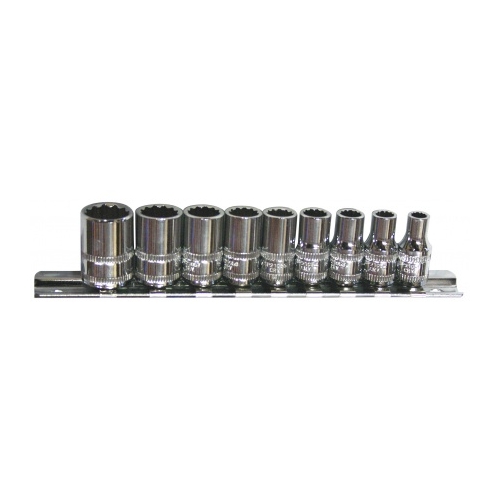 Socket Rail 1/4 Dr 12PT 9 Piece SAE