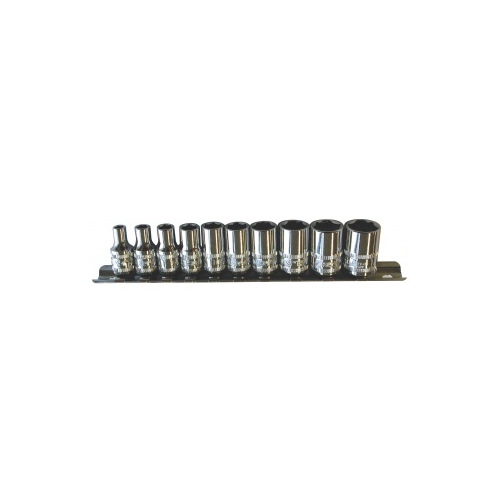 Socket Rail 1/4Dr 6PT 10 Piece Metric