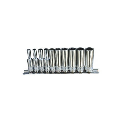 Socket Rail 1/4Dr 6Pt Deep 10Pc Metric