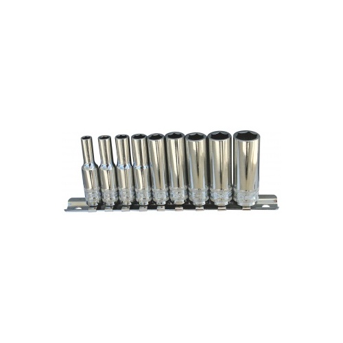 Socket Rail 1/4Dr 6Pt Deep 9Pc Sae