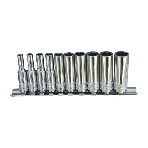 Socket Rail 1/4Dr 12Pt 10Pc Metric Deep - SP20142