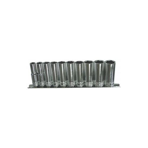 Socket Rail 3/8Dr Deep 12Pt 10Pc Metric