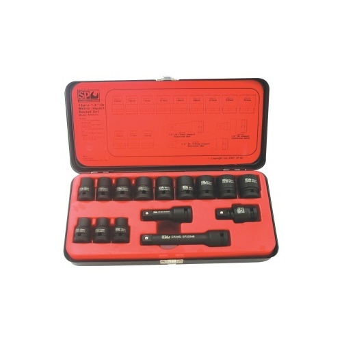 Socket Set Impact 1/2Dr 6Pt 15Pc Metric
