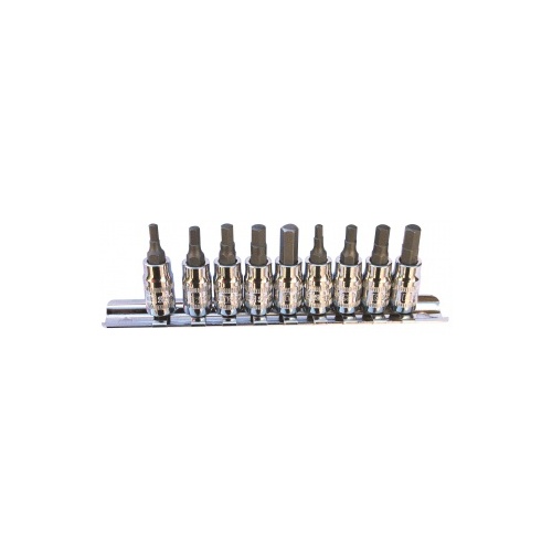 Socket Rail 1/4Dr Inhex Metric/Sae 9Pc