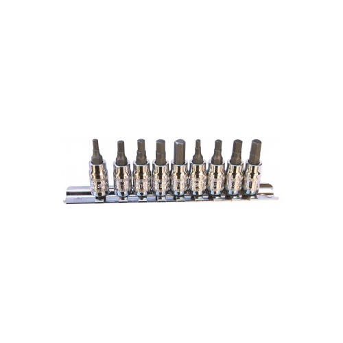 Socket Rail 1/4" & 3/8"Dr 9Pc Inhex Metric