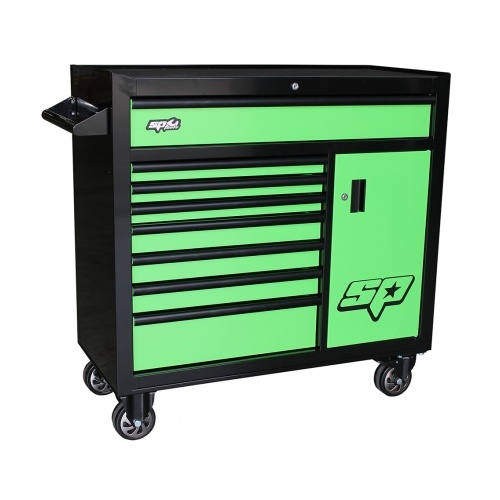 Roller Cabinet Black/Green Custom 8 Drawer 1 Cabinet