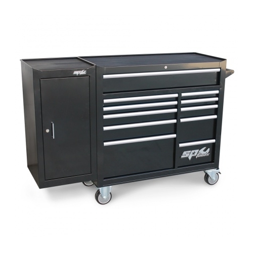 Roller Cabinet Black Custom 11 Drawer + Side Cabinet