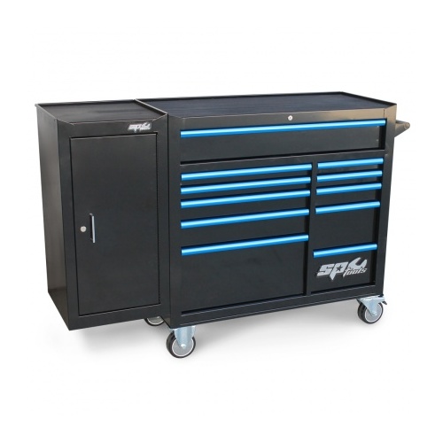 Roller Cabinet Black/Blue Custom 11 Drawer + Side Cabinet