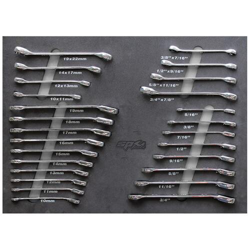 Foam Tray Eva Toolkit 26Pc Metric/Sae Flare&Geardrive Spanners
