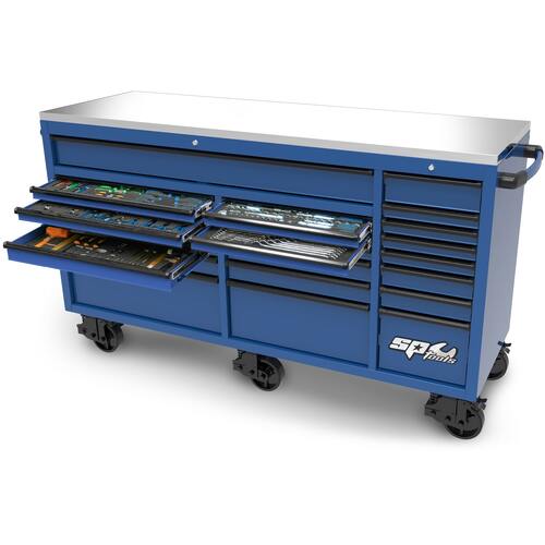 SP Tools SP50825BL 465 Piece 73 inch USA Sumo Series Roller Cab Tool Kit Blue