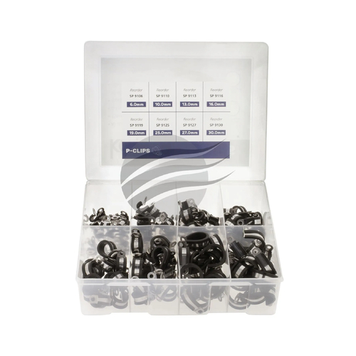 P Clip Assortment Kit 160Pce Zinc Plated W/Rubber Insert - SP510KIT