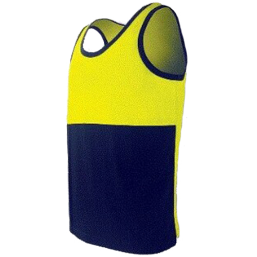 Singlet HiVis Cotton Back  S  Yellow/Navy