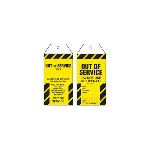 Safety Tag - Out Of Service - 100 Pack Sold Individually