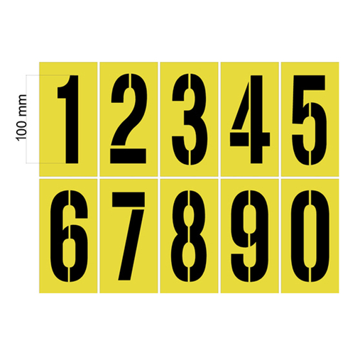 Line Marking Stencils Numbers 0-9 Set 100MM - 1.5MM - STENUMSET100