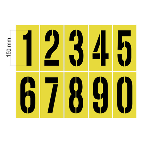 Line Marking Stencils Numbers 0-9 Set 150MM - 1.5mm - STENUMSET150