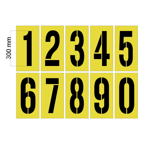 Line Marking Stencils Numbers 0-9 Set 300MM - 1.5mm