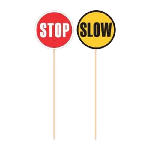 STOP / SLOW Controller Baton - Double Side - Lollipop Sign - Telescopic Extendable Handle