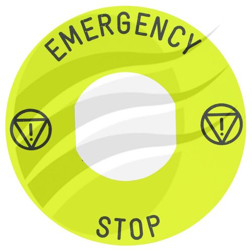Emergency Stop Tab Plate Round 60Mm To Suit SW0182 Emergency Stop