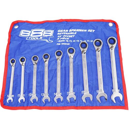 Spanner Set Gear Roe Reversible Metric 9Pc