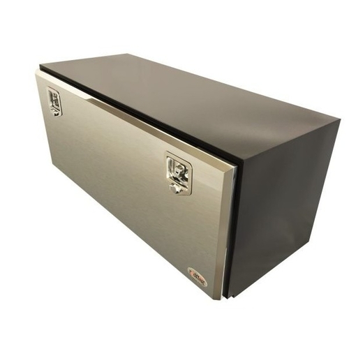 Redflag Steel Tool Box- Black Powder Coated Body, Polished Stainless Steel Lid - TB026