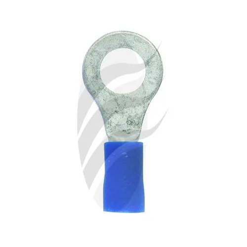 Crimp Terminal Ring Blue ID 6.3mm Vinyl 100 Pce - TE1206