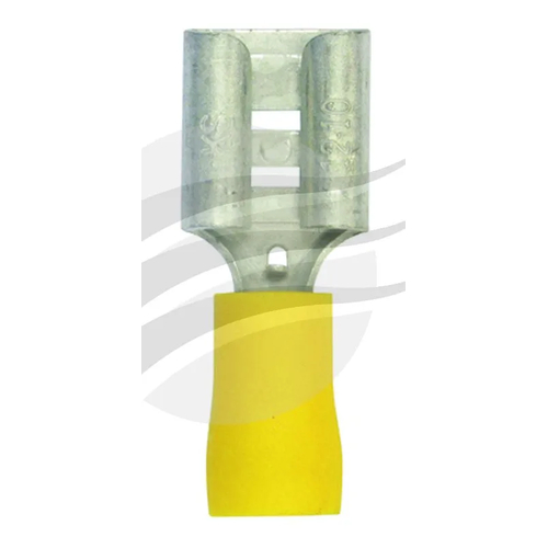Crimp Terminal Female Blade Yellow Terminal Entry 9.5 x 1.2mm Vinyl 50 Pce - TE4159