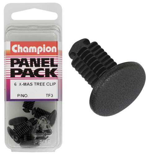 Xmas Tree Clips-Col: Black-Len: 17.2Mm-Stem Dia: 6.4Mm-Head: 14Mm