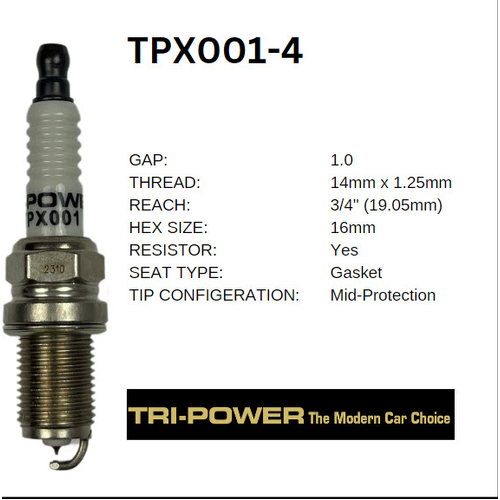 Tri Power Iridium Spark Plugs 4 pack - TPX001-4