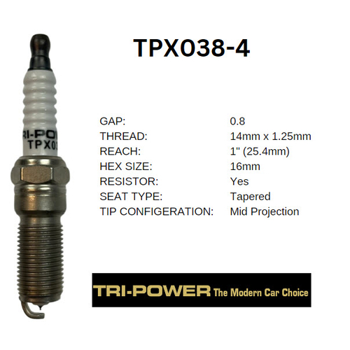 Tri-Power Iridium Spark Plugs 4 Pack - TPX038-4
