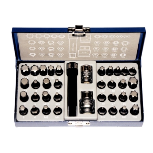 No.TX037 - 37 Piece Torx, Spline, Ribe & Hex Bit Set
