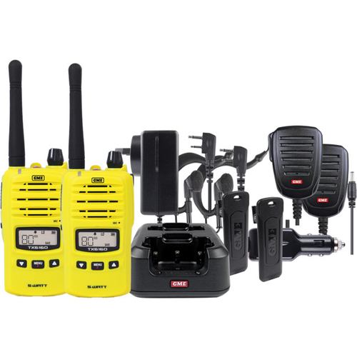 5 Watt 80 Channel Compact Handheld UHF CB Radio Twin Pack Yellow