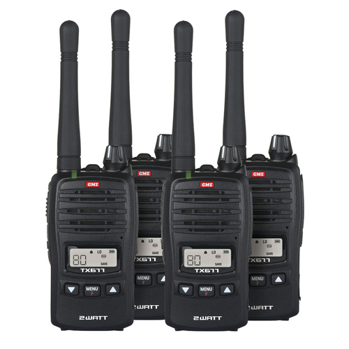 2 Watt 80 Channel Compact Hand Held Uhf Cb Radio Quad Pack