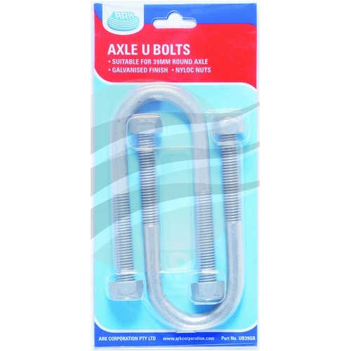Packet 2 U-Bolt 39Mm To Suit 39Mm Round Axle 120Mm Long With Nyloc Nuts
