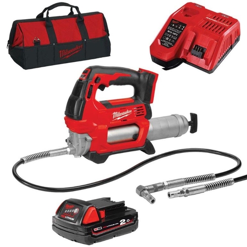 Milwaukee M18GG-201BA 18V 2.0Ah Li-ion Cordless Grease Gun Combo Kit