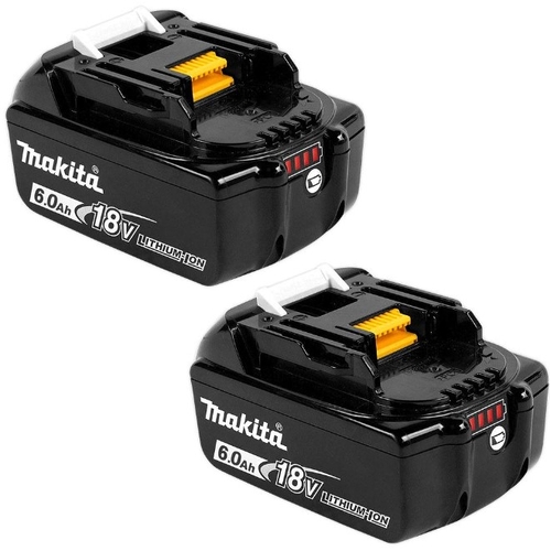 Makita 198490-0 2-Pack 18V 6.0Ah Li-ion Cordless Batteries with Gauge BL1860B-L