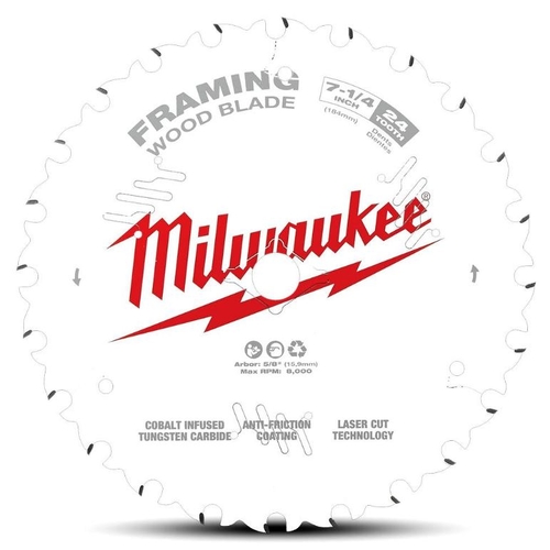 Milwaukee 48408720 184mm (7-1/4") 24-Tooth Framing Wood Circular Saw Blade