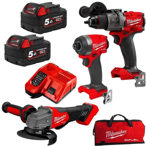 Milwaukee M18FPP3A3502B 18V 5.0Ah Li-ion Cordless Fuel 3pce Combo Kit