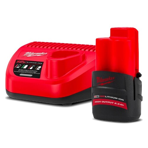 Milwaukee M12HOSP201B 12V 2.5Ah REDLITHIUM High Output Compact Battery and Charger Set