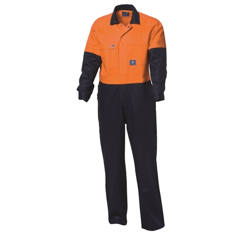 WS Workwear Hi-Vis Drill Overall Orange/Navy