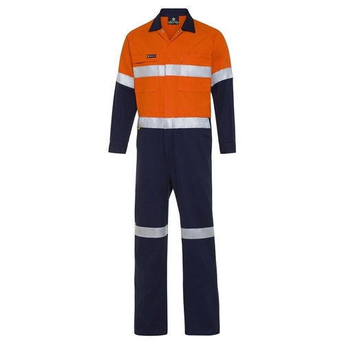 WS Workwear Mens Hi-Vis 87S Drill Overall with Reflective Tape Orange