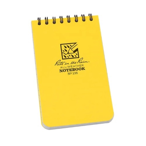 Rite in the Rain Top Spiral Waterproof Universal Notebook - 3 X 5 - Yellow - XR135