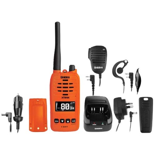 5 Watt Waterproof Smart UHF Handheld Radio Orange with Large OLED Display with Instant Replay Function