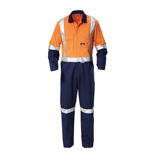 Yakka Y00270 Hi-Viz Cotton Coveralls  Orange Navy 102R