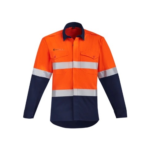 Mens Orange Flame Hi Vis Open Front Shirt - Hoop Taped Zw140 -Xl - ZW140-XL